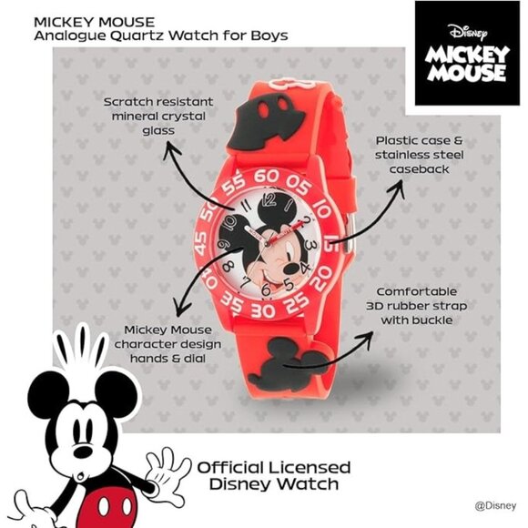 NWT - Disney Mickey Mouse Kids' Plastic Time Teacher Analog Quartz 3D - Picture 12 of 16